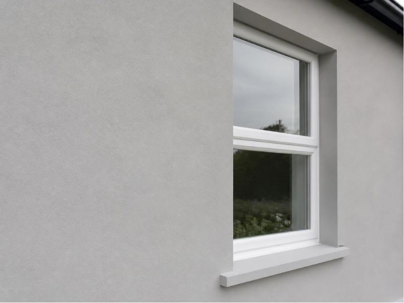 Rendered house exterior with a freshly applied external wall coating